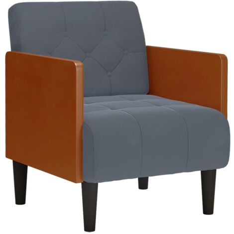 Sillón con reposabrazos Terciopelo Gris Oscuro 55 cm vidaXL