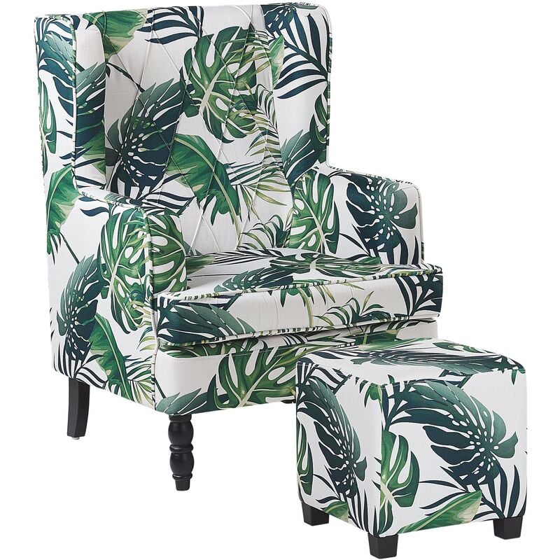 

Sillón con reposapiés con hojas verde SANDSET