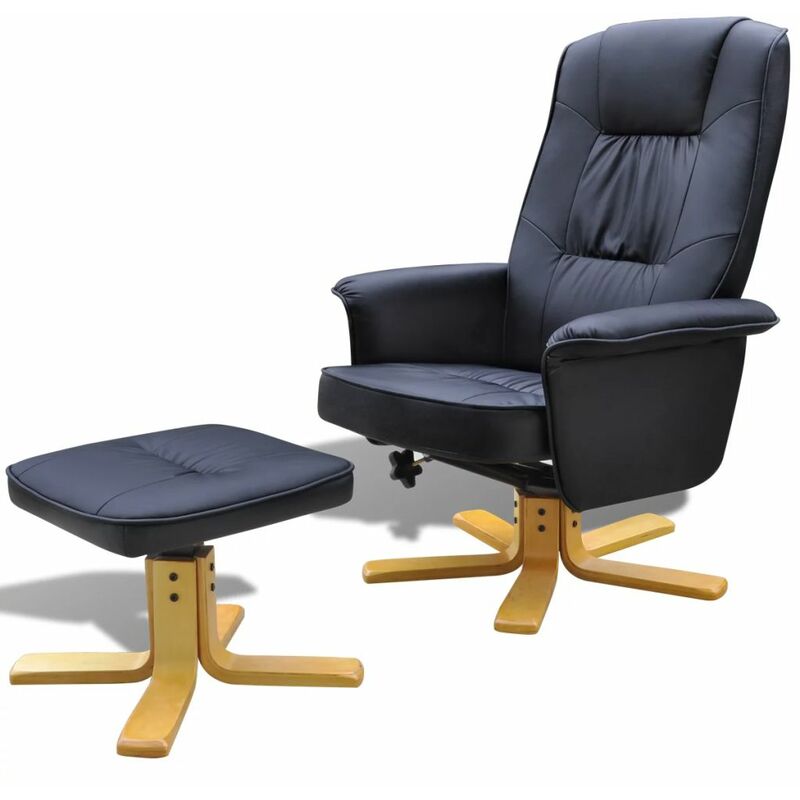 

Sillón con reposapiés cuero sintético negro