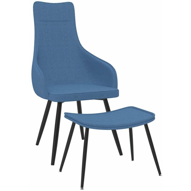 

Sillon con reposapies de tela azul
