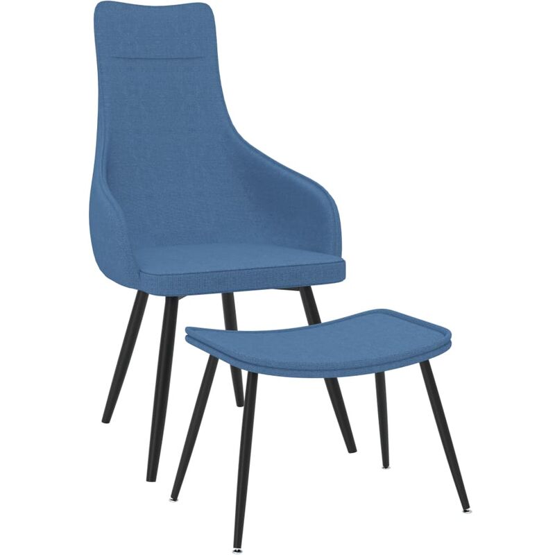 

Sillón con reposapiés de tela azul