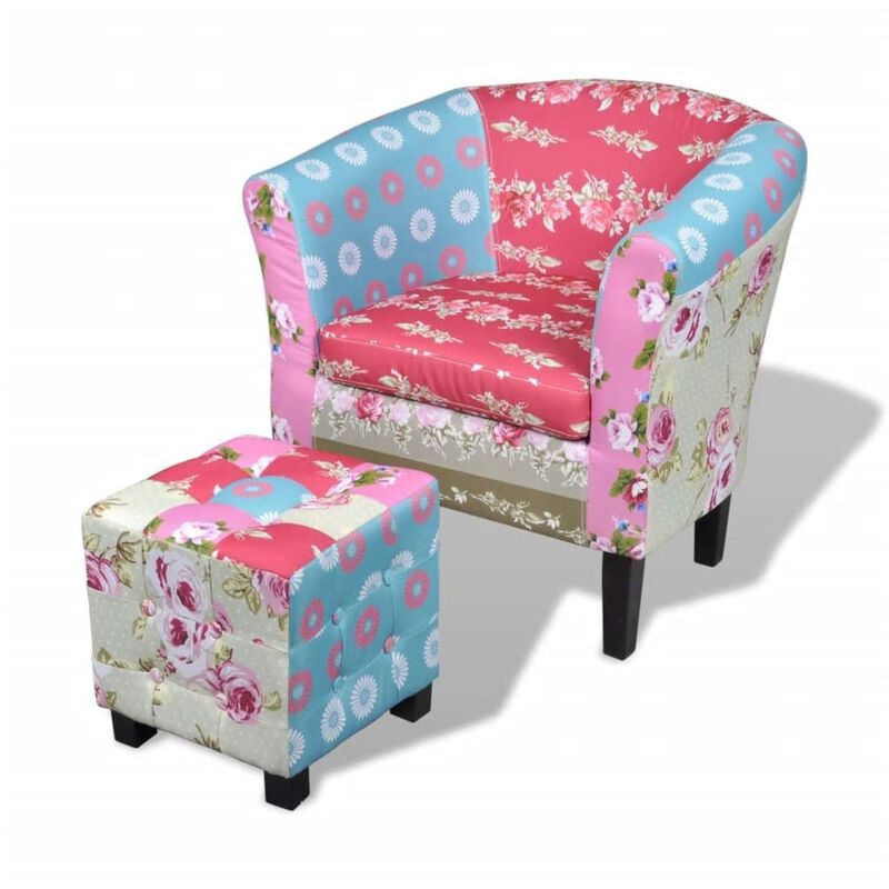 

Happyshopping - Sillon con reposapies de tela con diseno de retales Patchwork