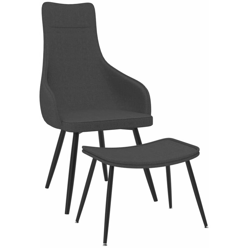 

Sillón con reposapiés de tela gris oscuro
