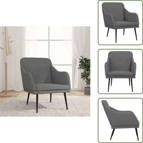 Sillón con respaldo inclinado - vidaXL Sillón de tela gris oscuro 63x76x80 cm - Sillón con acolchado