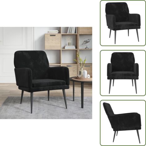 Sillón con respaldo inclinado - vidaXL Sillón de terciopelo negro 62x79x79 cm - Sillón con asiento amplio