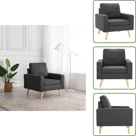 Sillón con respaldo - vidaXL Sillón de tela gris oscuro - Sillón con cojines