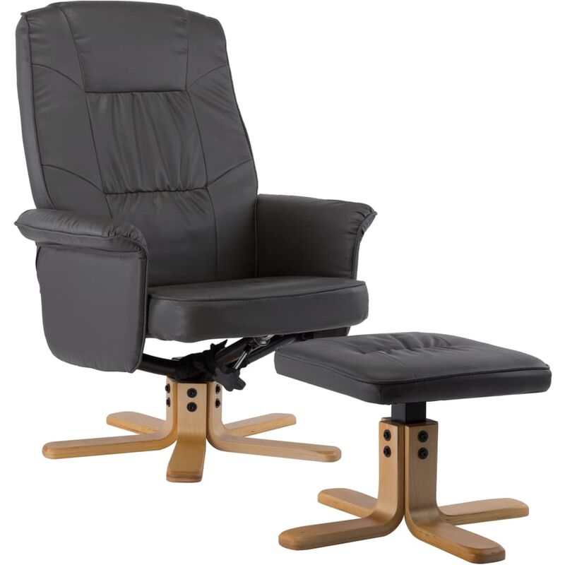 

Sillón con Resposapiés Cuero Sintético Gris - Gris - Vidaxl