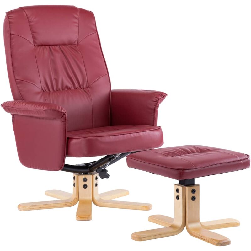 

Sillón con Resposapiés Cuero Sintético Vino Tinto - Rojo - Vidaxl