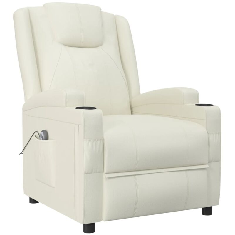 

vidaXL Sillón con Sistema de Elevación Cuero Sintético Blanco Crema - Blanco
