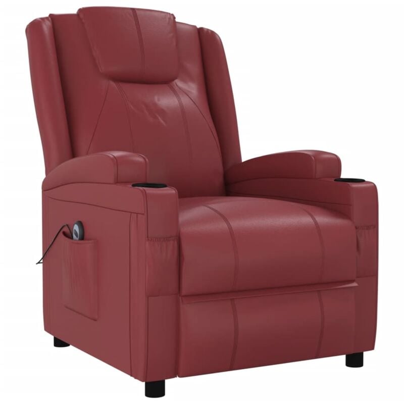 

Sillón con Sistema de Elevación Cuero Sintético Vino Tinto - Rojo - Vidaxl