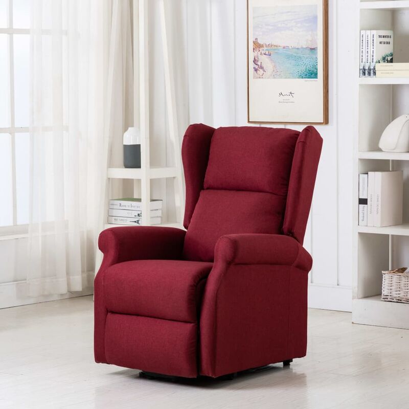 

Sillón con sistema de elevación tela color vino tinto