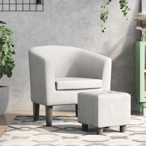 Sillón con taburete cuero sintético