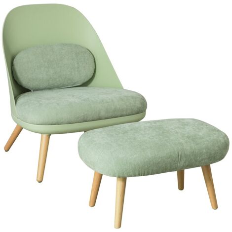 Sillón con Taburete Reposapiés con Patas de Haya Sillón de Relax Verde FST63-GR SoBuy ES