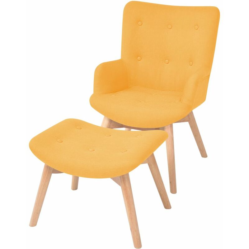 

Sillón con taburete reposapiés de tela amarillo