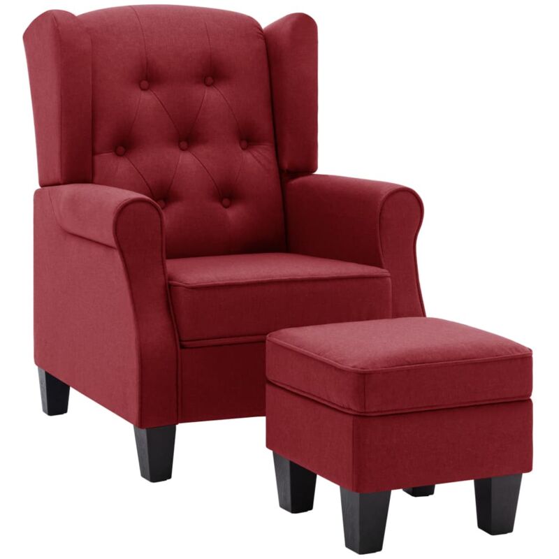 

Sillón con Taburete Reposapiés de Tela Rojo Tinto - Rojo - Vidaxl