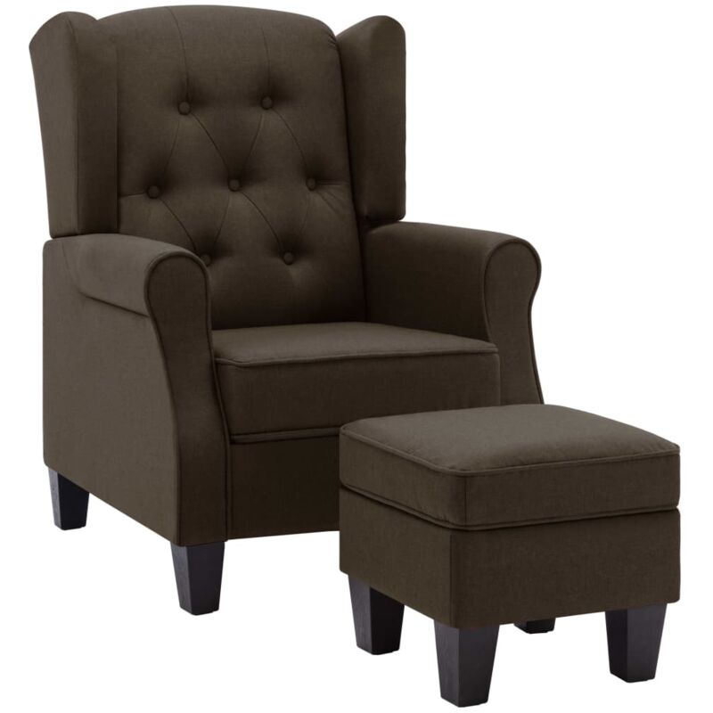 

vidaXL Sillón con Taburete Reposapiés de Tela Marrón - Marrón