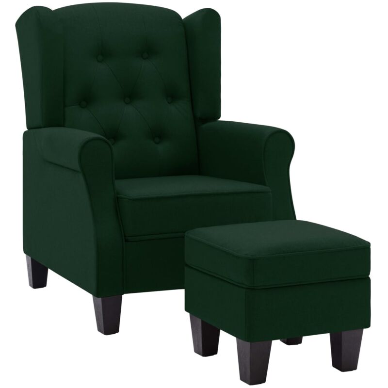 

Vidaxl - Sillón con Taburete Reposapiés de Tela Verde Oscuro - Verde