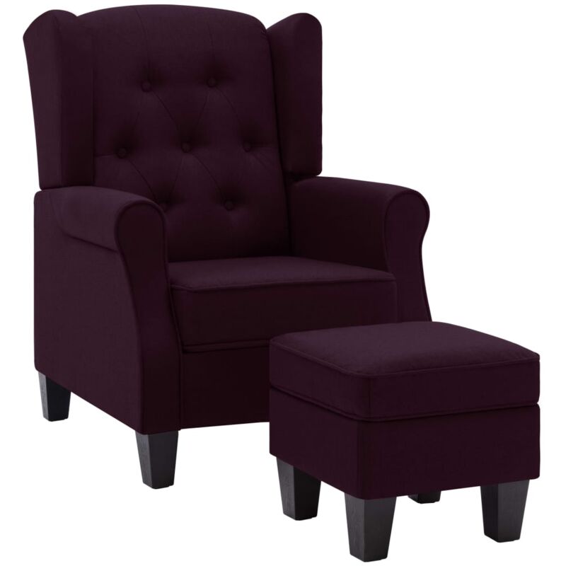 

Sillón con Taburete Reposapiés de Tela Morado - Púrpura - Vidaxl