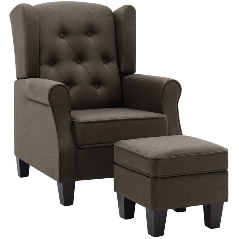 

Sillón con Taburete Reposapiés de Tela Gris Taupe - Gris Topo - Vidaxl