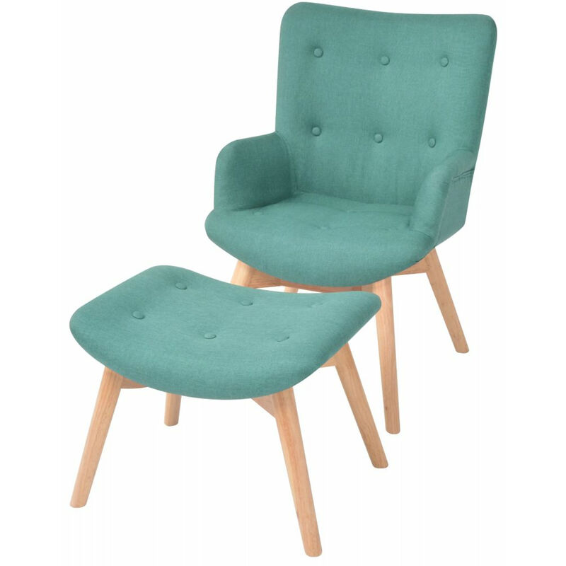 

Sillon con taburete reposapies de tela verde
