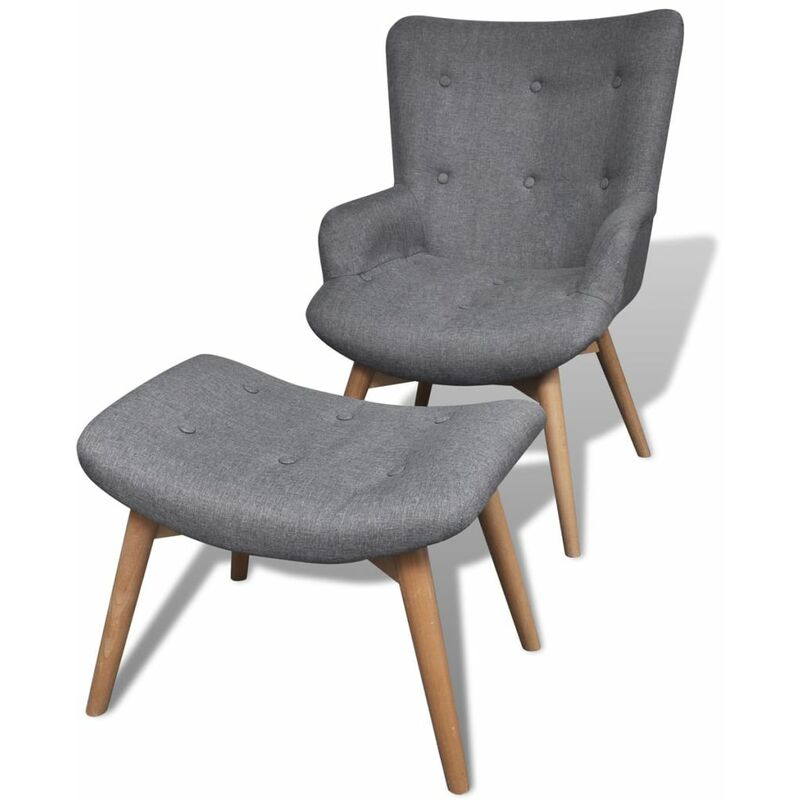 

Sillon con taburete reposapies tela gris