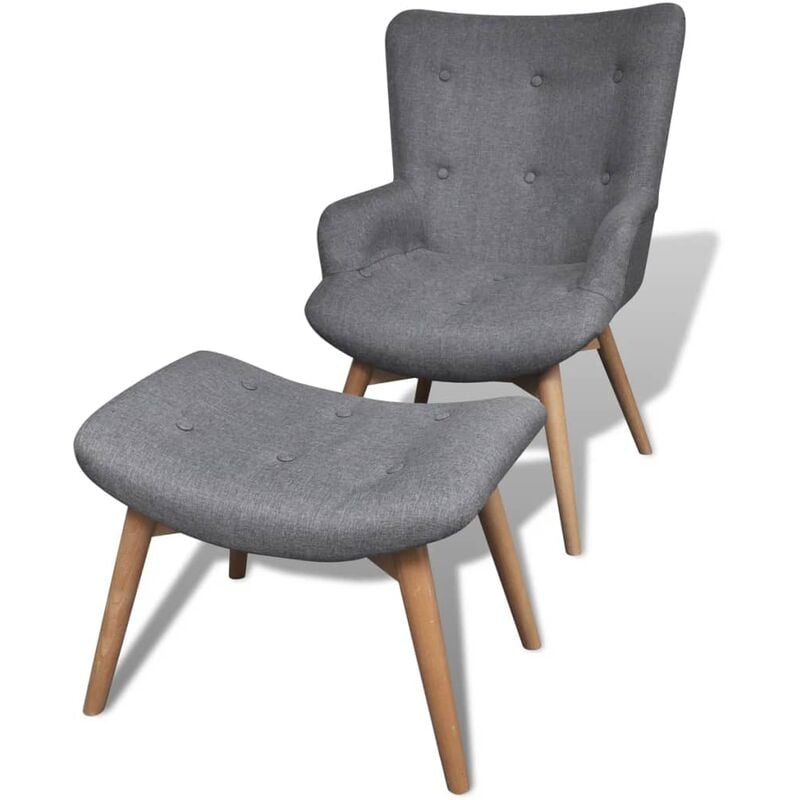 

Sillón con taburete reposapiés tela gris