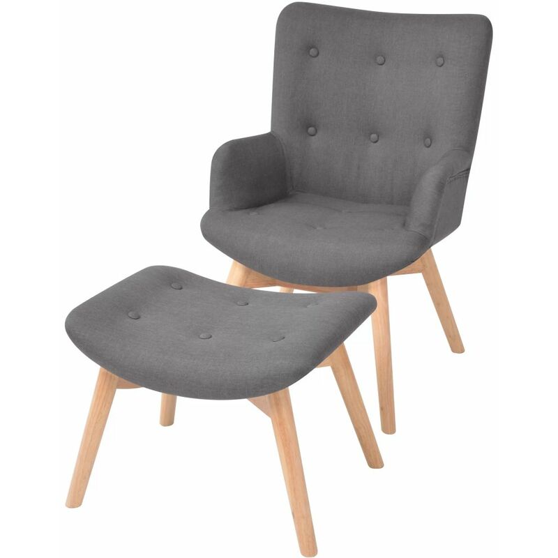 

Sillón con taburete reposapiés tela gris