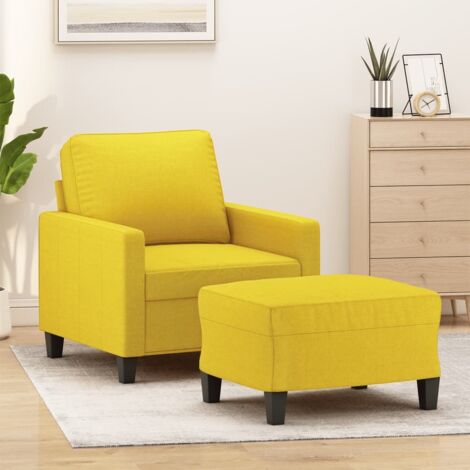 Sillón con taburete tela amarillo claro 60 cm vidaXL