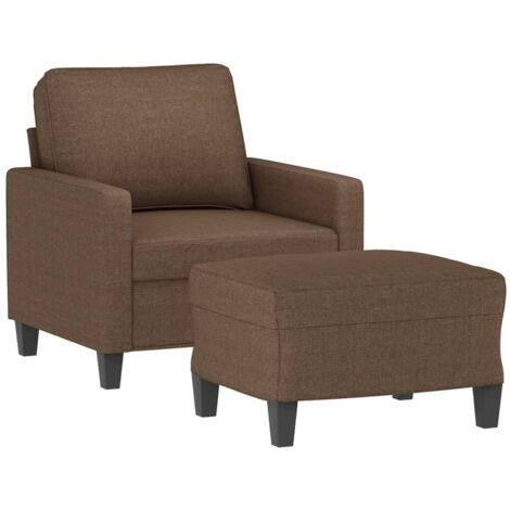 Sillón con taburete tela marrón 60 cm vidaXL