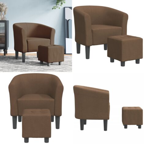 Sillón con taburete tela marrón - Sillón decorativo - Asiento cómodo
