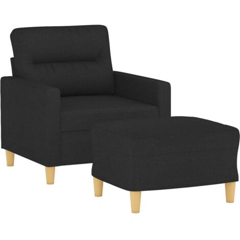 Sillón con taburete tela negro 60 cm vidaXL