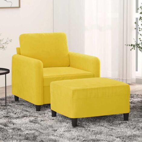 Sillón con taburete terciopelo amarillo 60 cm vidaXL