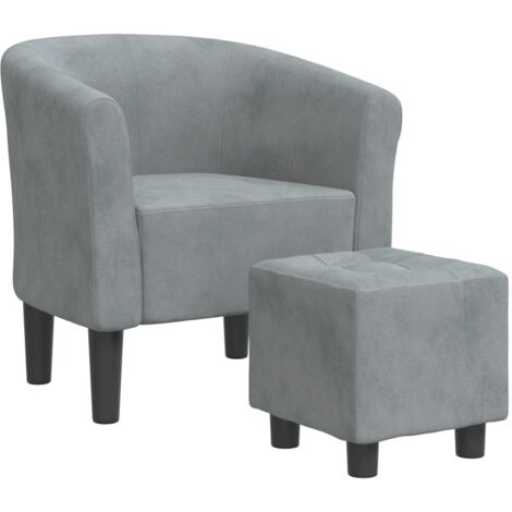 Sillón con taburete terciopelo gris oscuro vidaXL