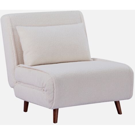 Sillón convertible borreguito base de madera, 1 plaza