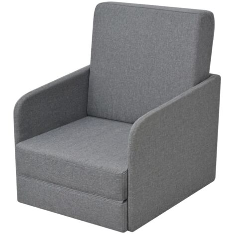 Sillón convertible tela gris claro vidaXL