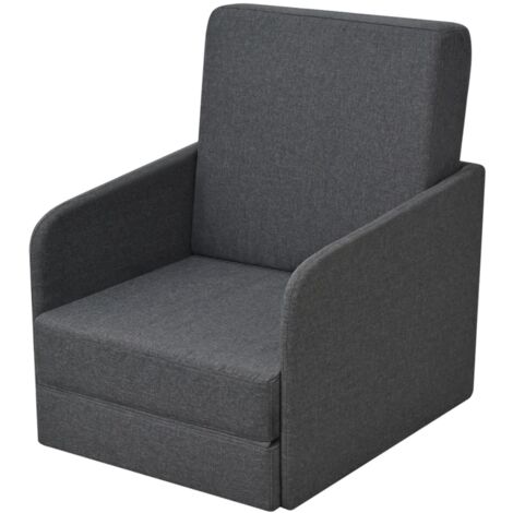 Sillón convertible tela gris oscuro vidaXL