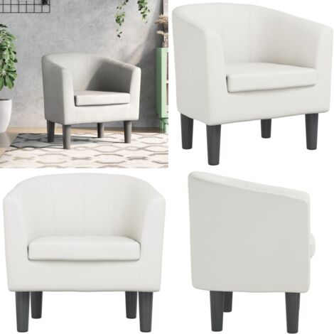 Sillón cuero sintético blanco - Sillón blanco - Sillón de cuero sintético