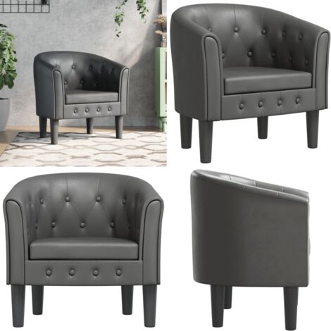 Sillón cuero sintético gris - Sillón de cuero sintético - Sillón moderno