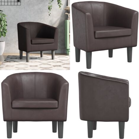 Sillón cuero sintético marrón - Silla de dormitorio - Silla moderna