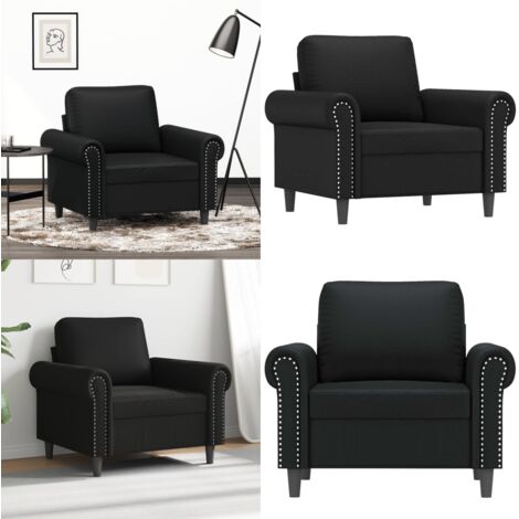 Sillón cuero sintético negro 60 cm - Sofá negro - Diseño moderno