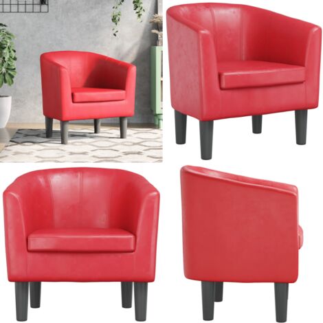 Sillón cuero sintético rojo - Sillón rojo - Sillón moderno