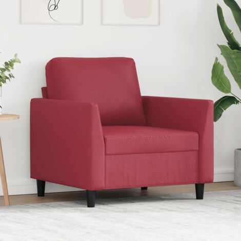 Sillón cuero sintético rojo tinto 60 cm