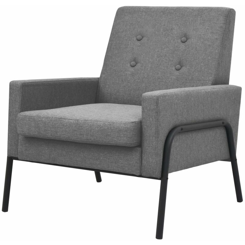 

Sillón de acero y tela gris claro