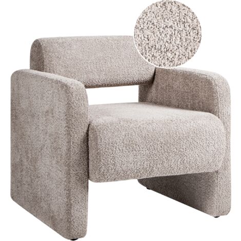 Sillón de bouclé decorativo de estilo retro para sala de estar beige Hallsberg