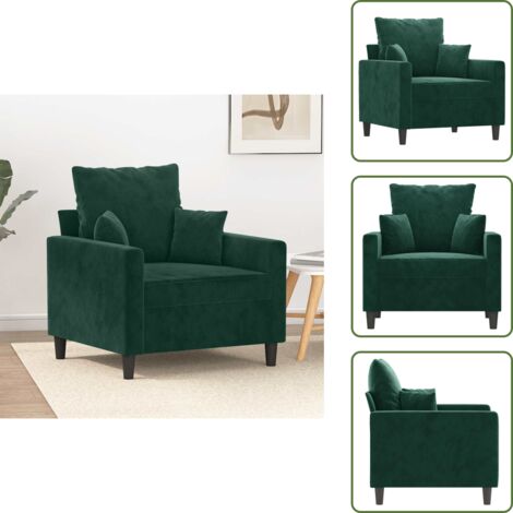 Sillón de casa - vidaXL Sillón de terciopelo verde oscuro 60 cm - Sillón cómodo