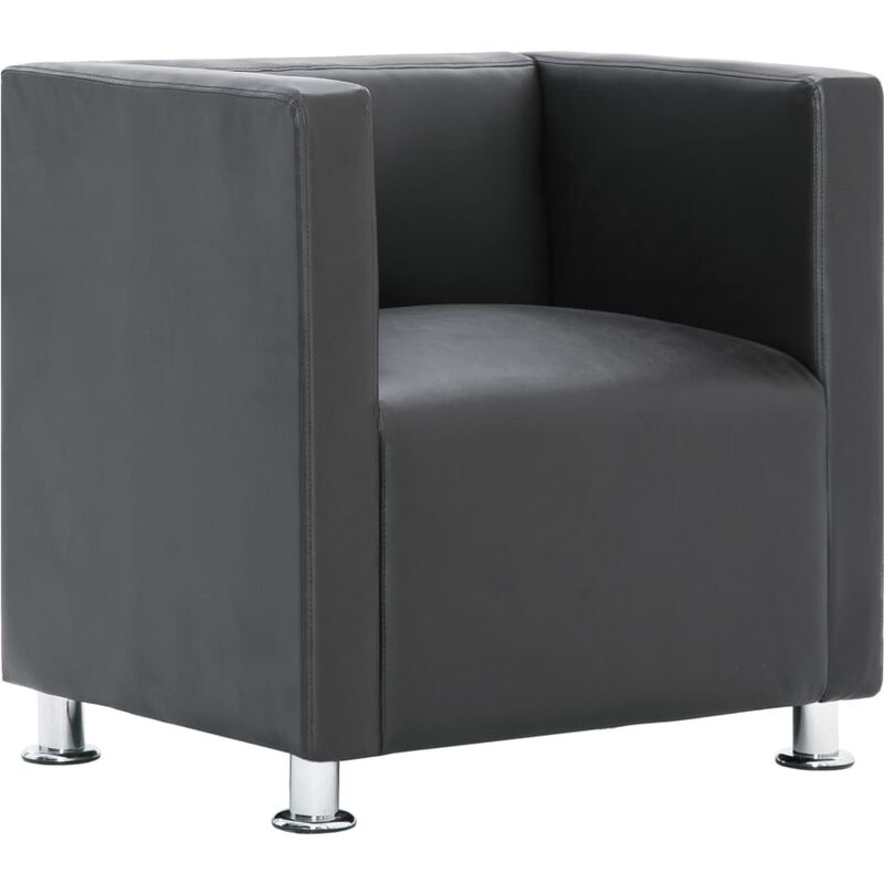 

Sillón en Forma de Cubo de Cuero Sintético Gris - Gris - Vidaxl