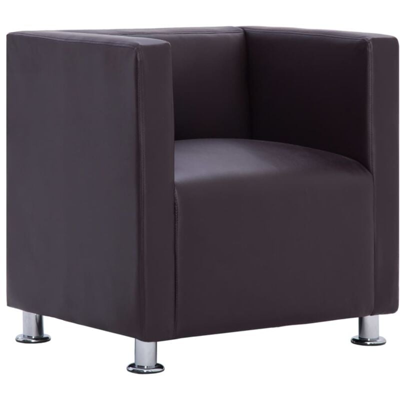 

Sillón en Forma de Cubo de Cuero Sintético Marrón - Marrón - Vidaxl