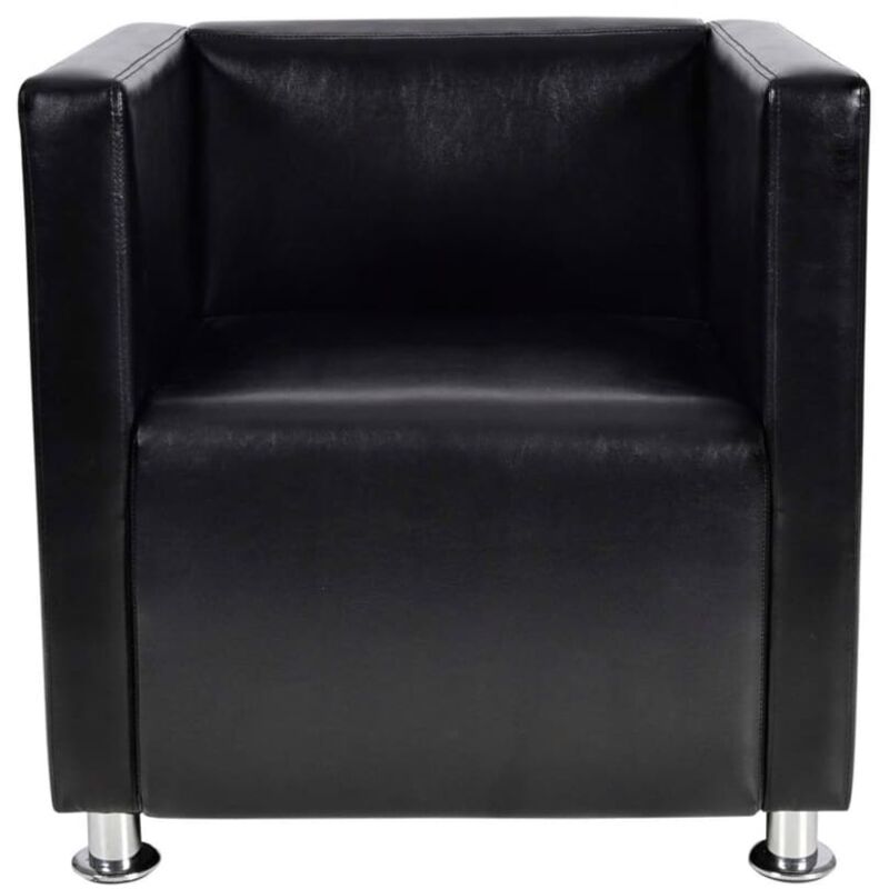 

Sillón en Forma de Cubo de Cuero Sintético Negro - Negro - Vidaxl