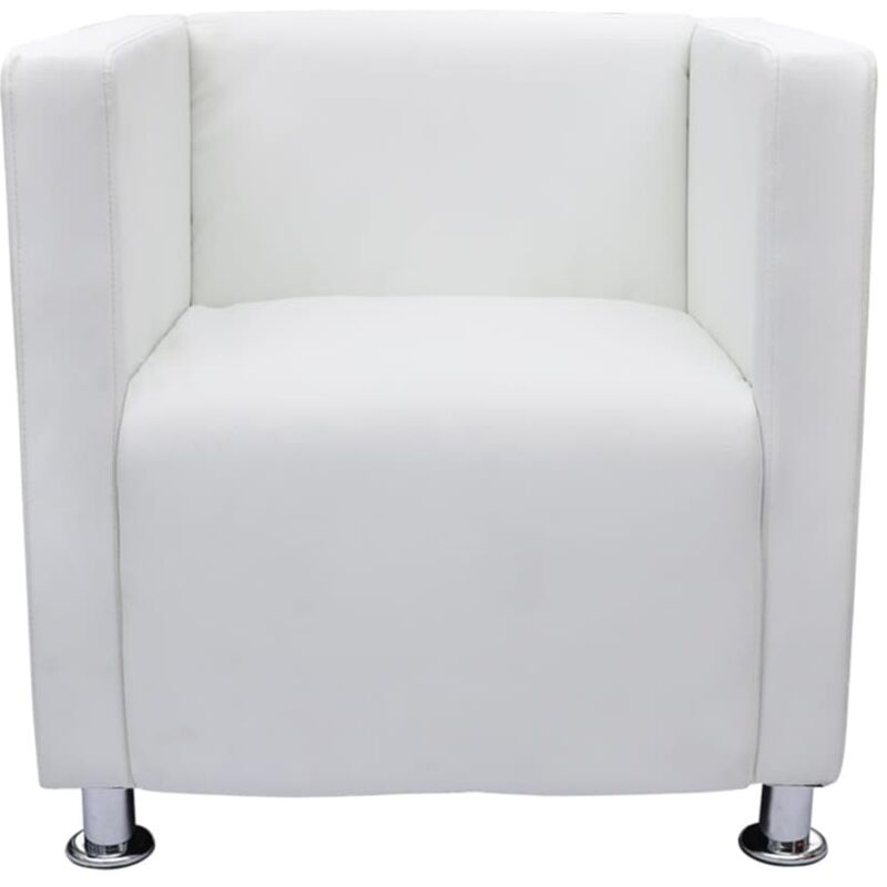 

Sillón en Forma de Cubo de Cuero Sintético Blanco - Blanco - Vidaxl