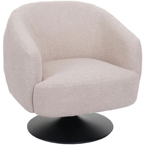 Sillón de cóctel con asiento giratorio, asiento extra grande de tejido loopback beige crema y metal 040006850